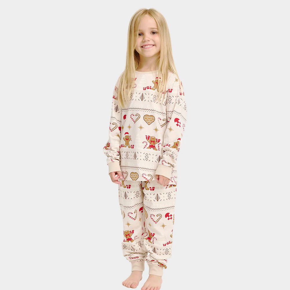 Pyjama de Noël pour Enfants Biscuits de Noël Beige