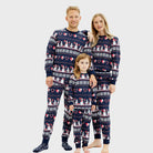 Pyjama de Noël Famille Enfants Bleu Bonhommes de Neige et Cœurs