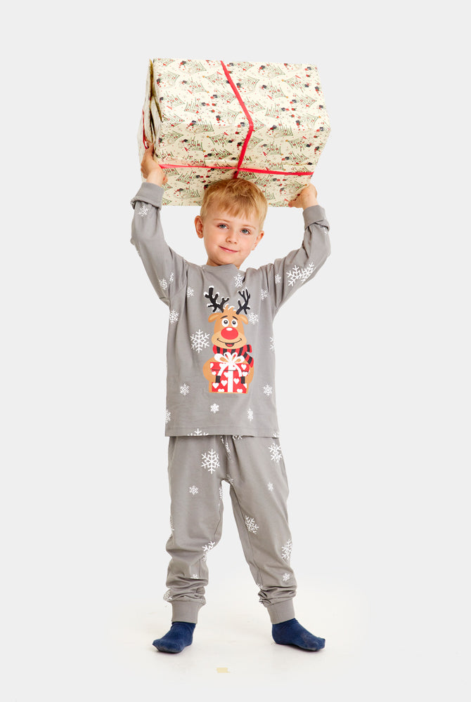 Pyjama de Noël pour Enfants Gris avec Rudolph le Renne