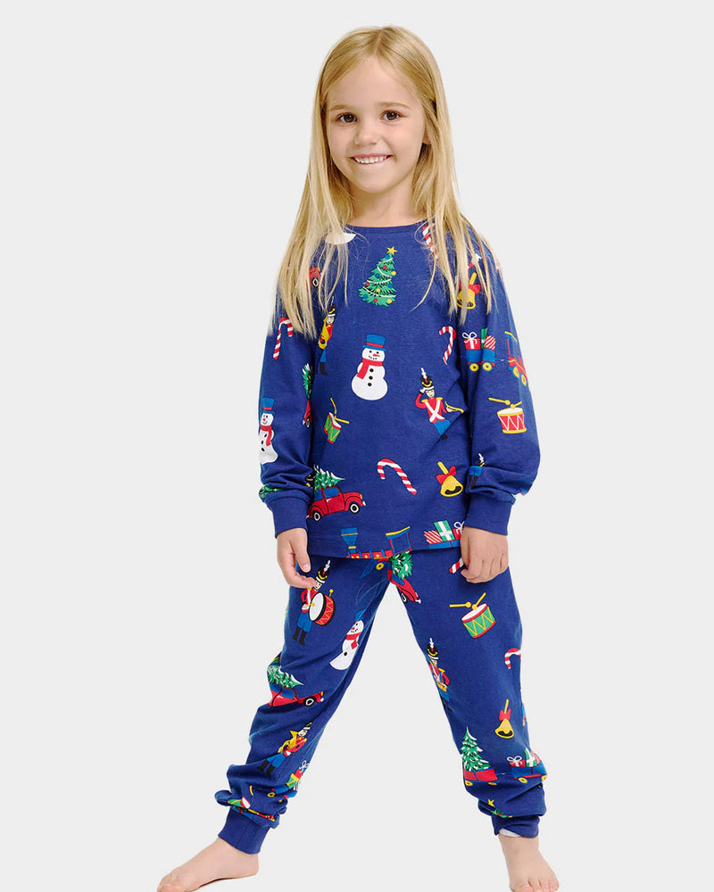 Pyjama de Noël pour Enfants Bleu Jouets De Noël