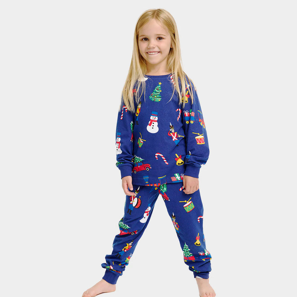 Pyjama de Noël pour Enfants Bleu Jouets De Noël
