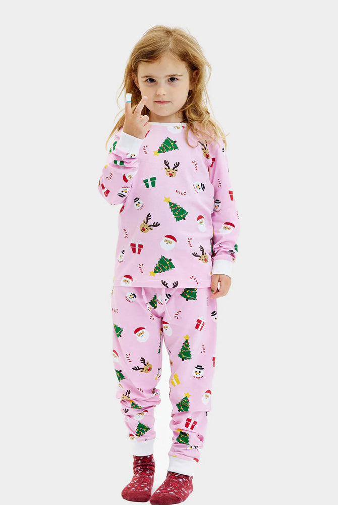 Pyjama de Noël pour Enfants Motifs De Noël Rose