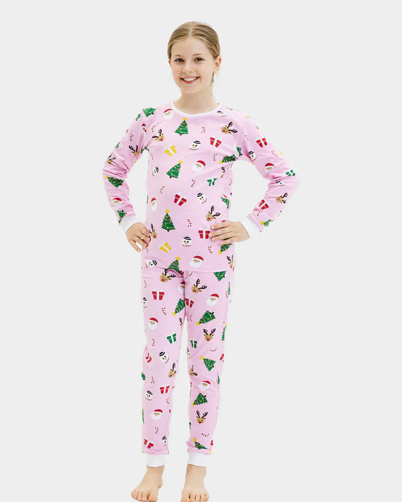 Pyjama de Noël pour Enfants Rose Motifs De Noël
