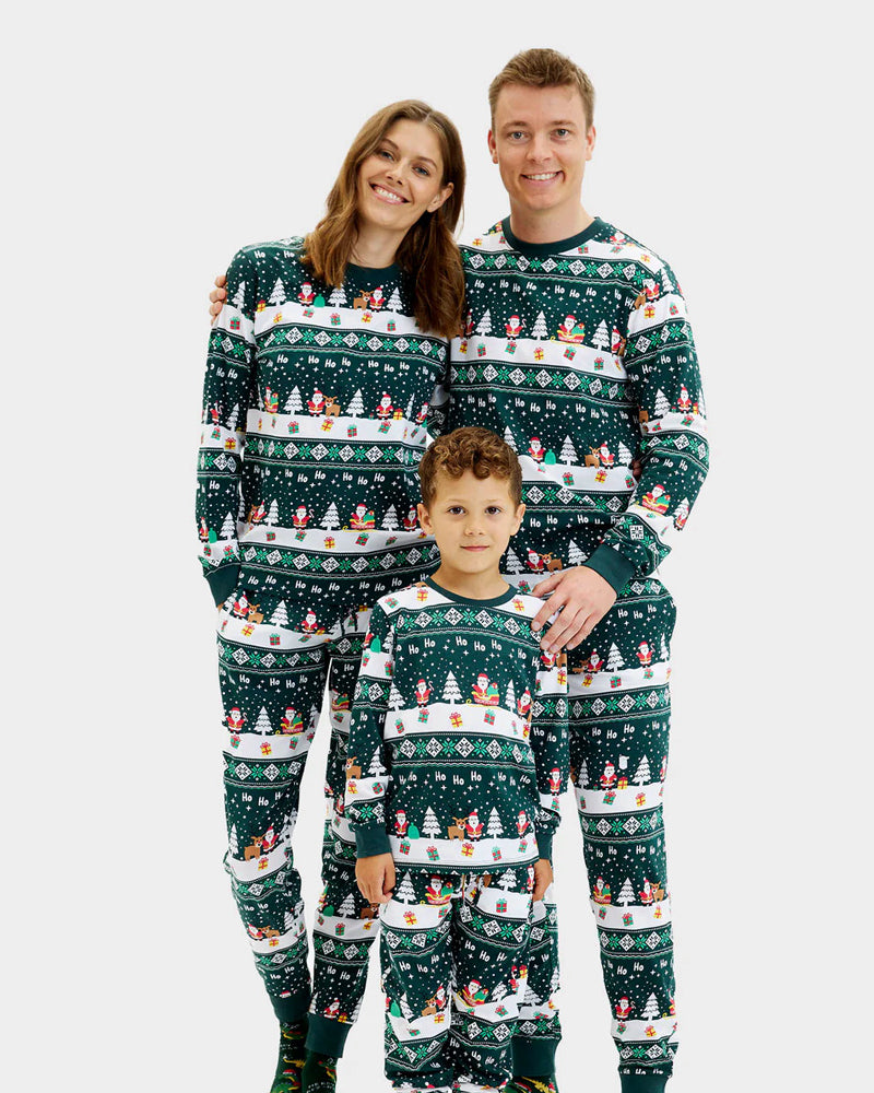 Pyjama de Noël Famille Enfants Vert Jolly Christmas