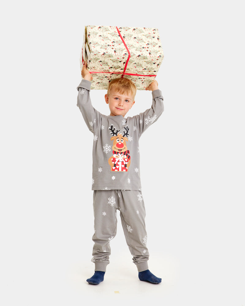 Pyjama de Noël Familial Gris enfant Rudolph le Renne
