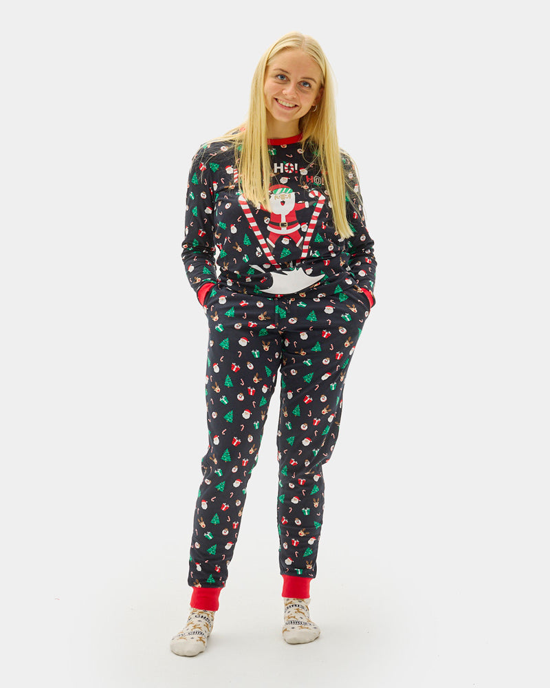 Pyjama de Noël Femme Familial Père Noël Skieur