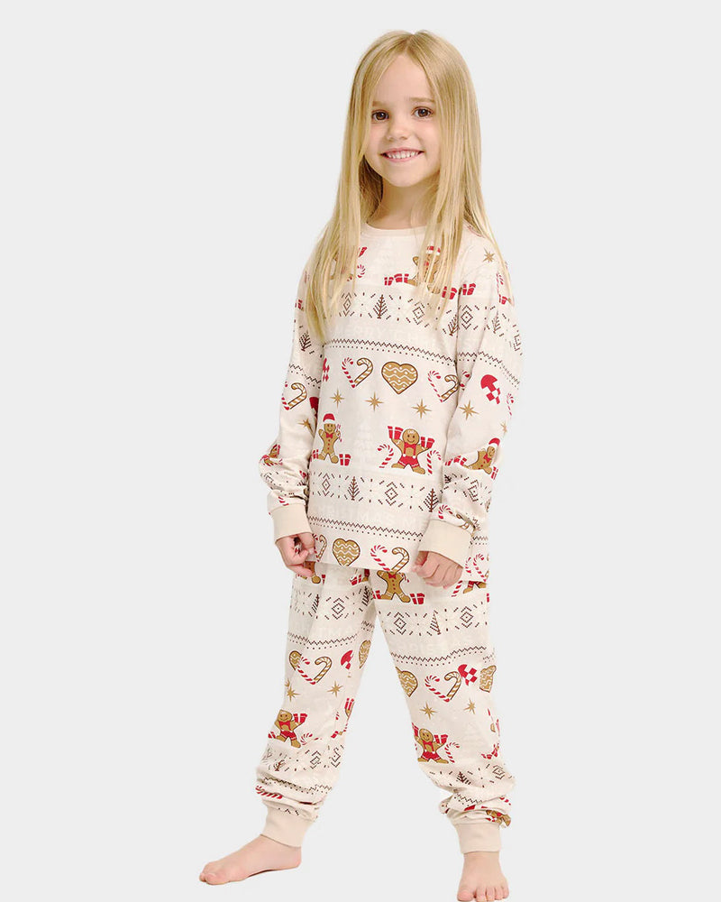 Pyjama de Noël pour Famille Beige Biscuits de Noël Enfant