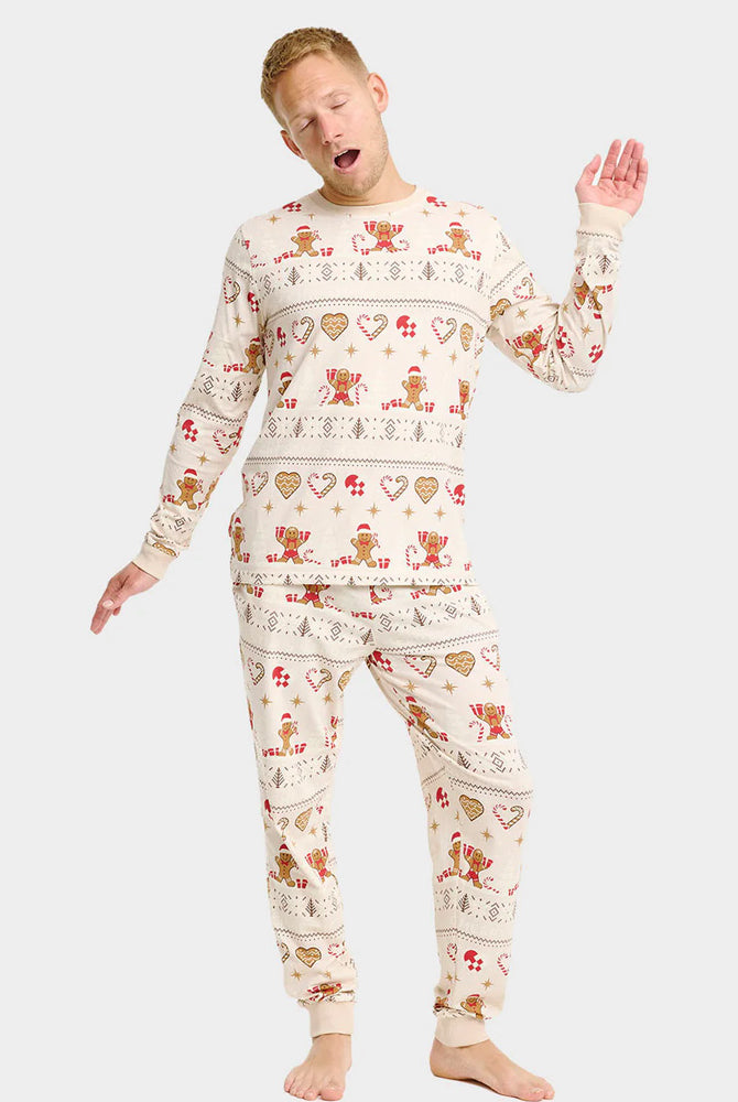 Pyjama de Noël pour Famille Beige Biscuits de Noël Homme