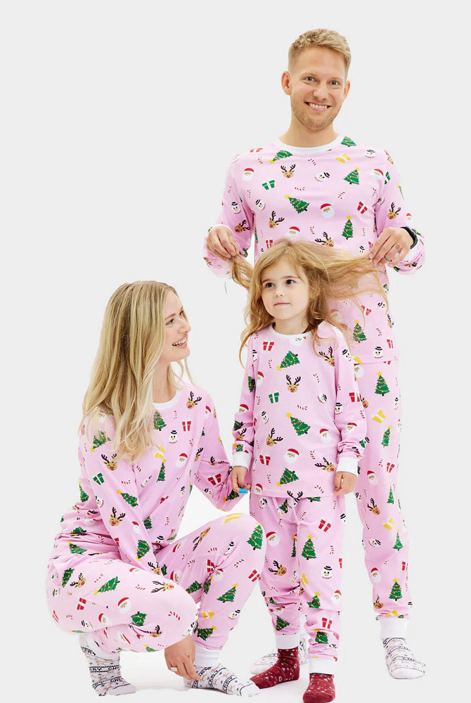 Pyjama de Noël pour Famille Rose Motifs De Noël