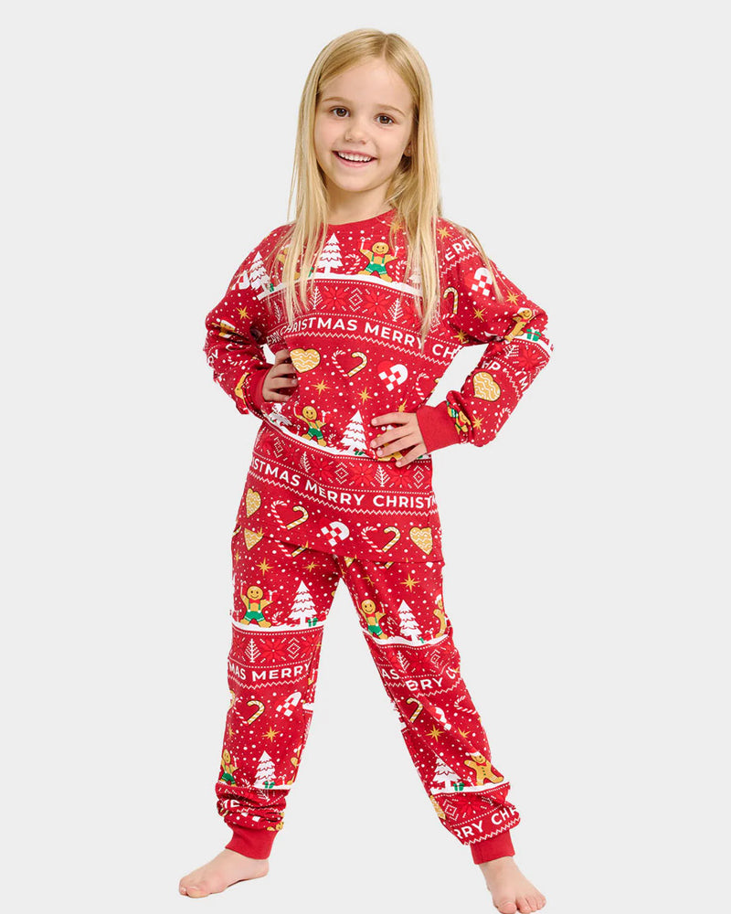 Pyjama de Noël pour Famille Rouge Biscuits de Noël Enfant