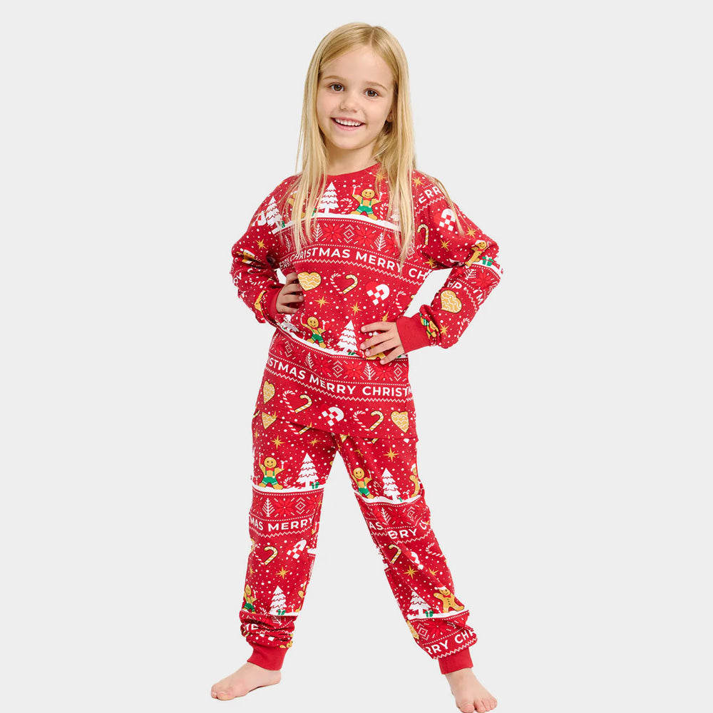 Pyjama de Noël pour Famille Rouge Biscuits de Noël Enfant