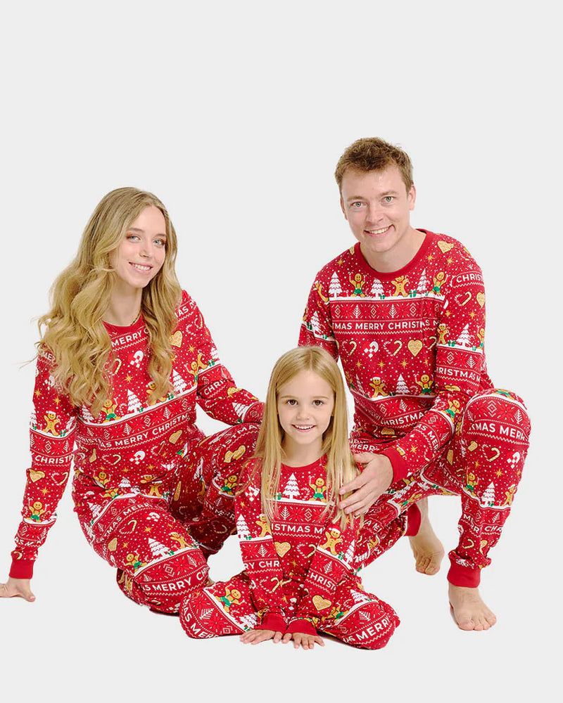Pyjama de Noël pour Famille Rouge Biscuits de Noël