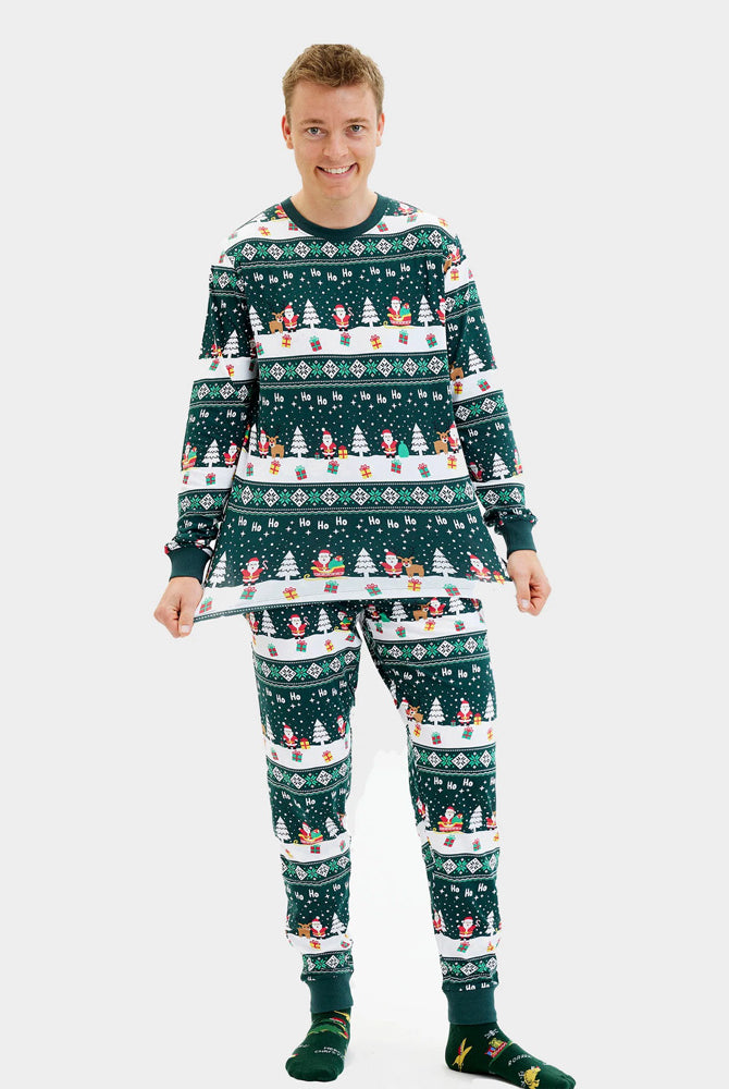 Pyjama de Noël pour Famille Vert Jolly Christmas Homme