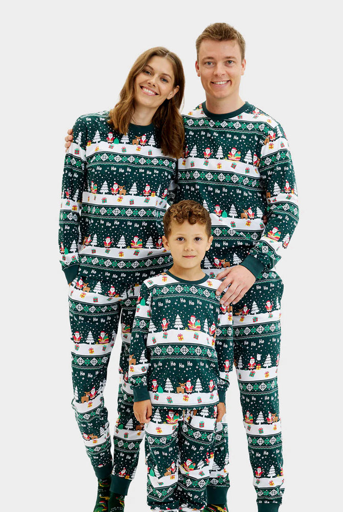 Pyjama de Noël pour Famille Vert Jolly Christmas