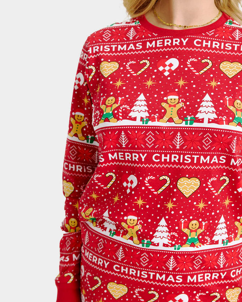 Pyjama de Noël pour Femme et Homme Biscuits de Noël Rouge