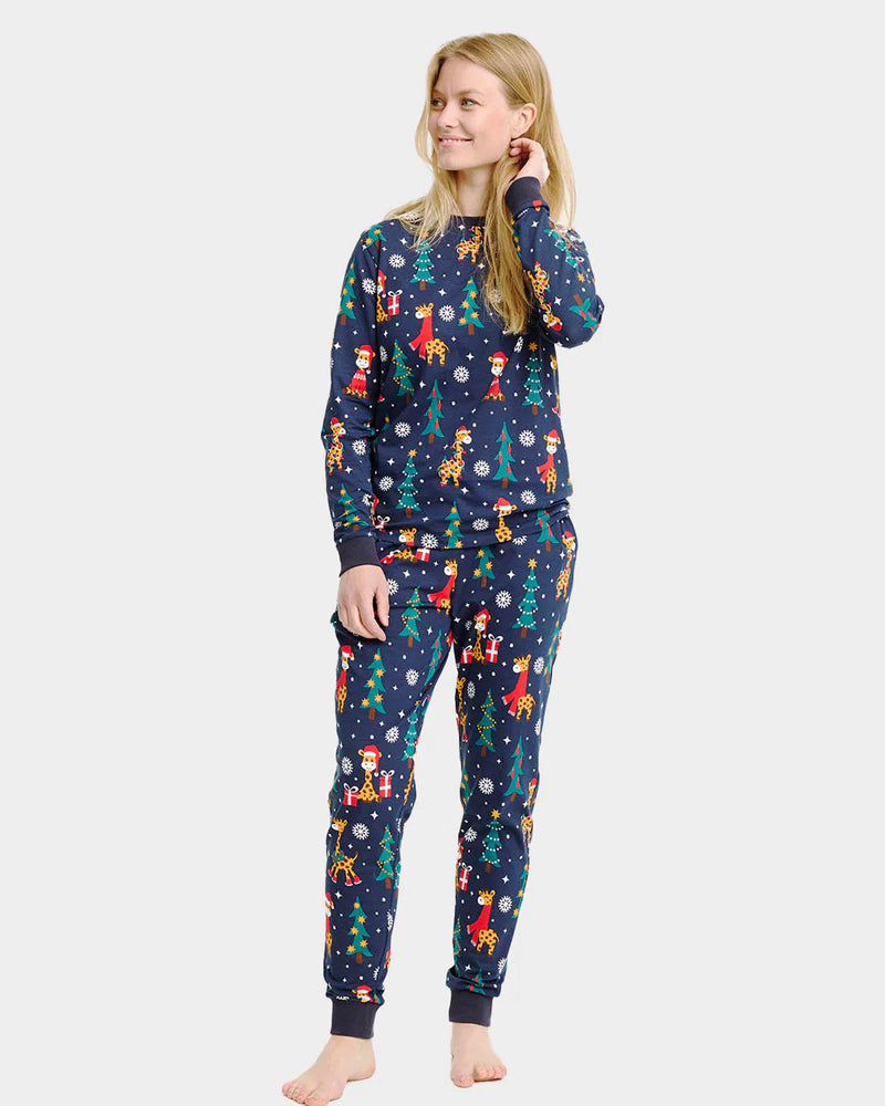 Pyjama de Noël pour Femme et Homme avec Girafes