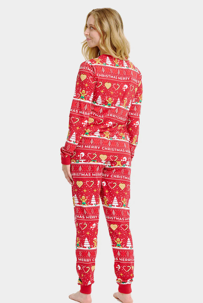 Pyjama de Noël pour Femme et Homme Rouge Biscuits de Noël