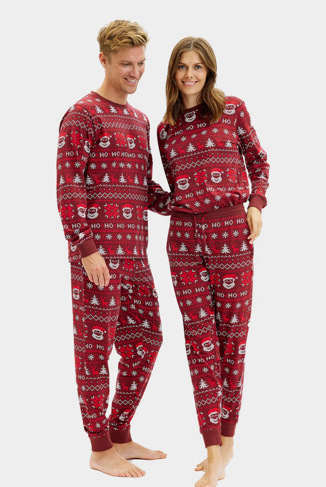 Pyjama de Noël pour Femme et Homme Rouge Ho Ho Ho