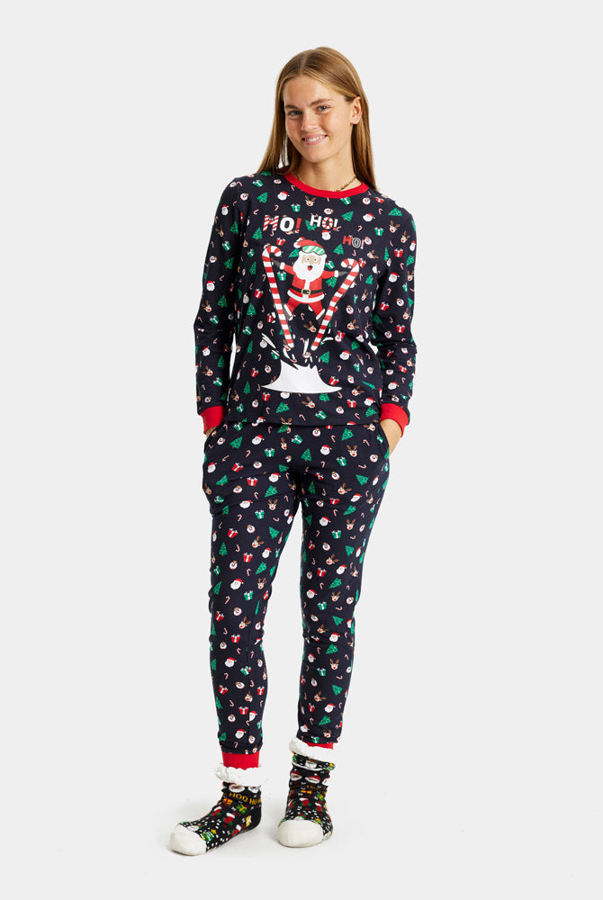 Pyjama de Noël pour Adultes Unisexe Père Noël Skieur femme