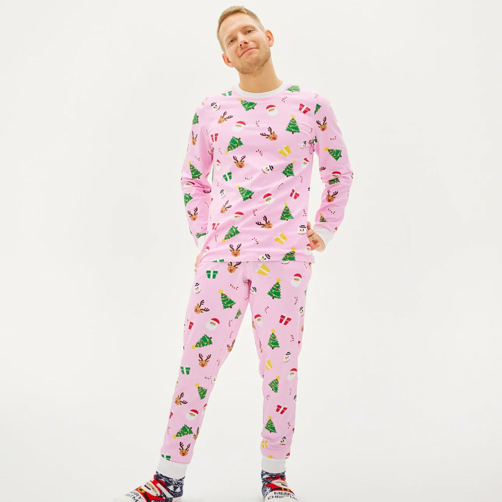 Pyjama de Noël pour Femme Rose Homme Motifs De Noël