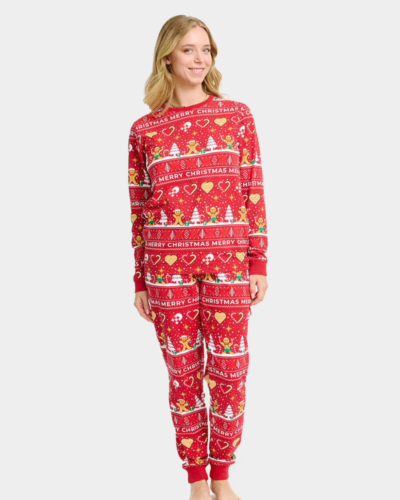 Pyjama de Noël pour Femme Rouge Biscuits de Noël Homme