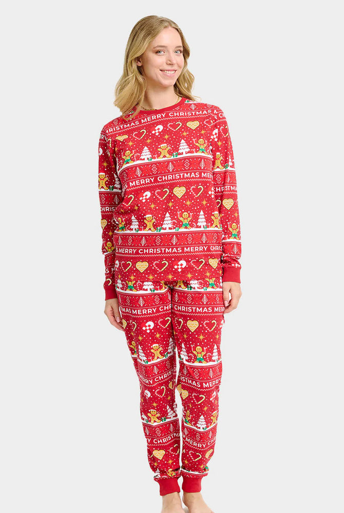 Pyjama de Noël pour Femme Rouge Biscuits de Noël Homme