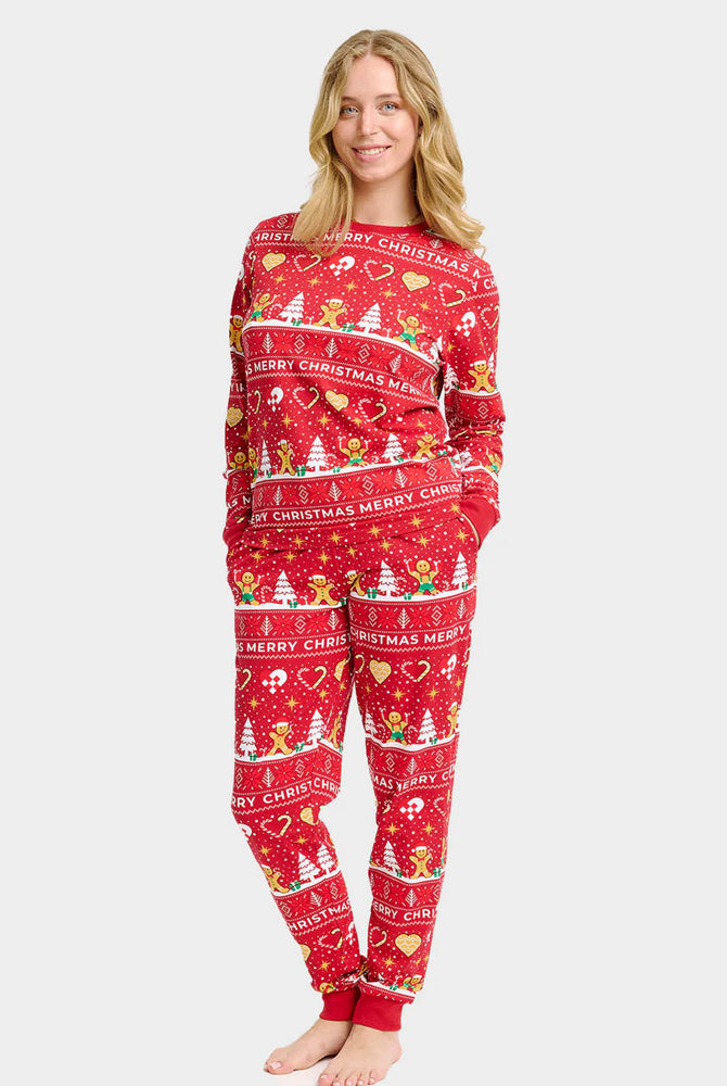 Pyjama de Noël pour Femme Rouge Biscuits de Noël