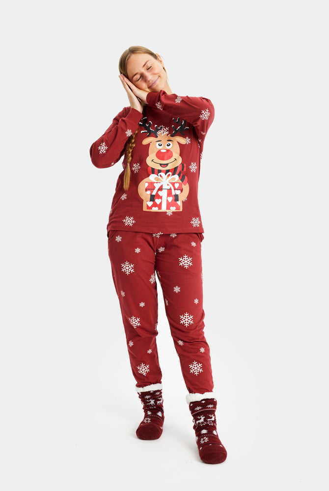 Pyjama de Noël pour Femme avec Rudolph le Renne Rouge