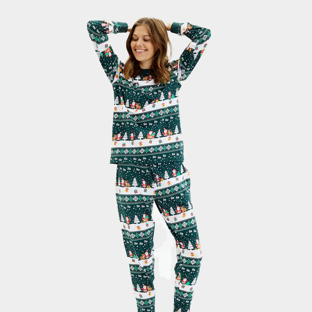 Pyjama de Noël pour Femme Vert Jolly Christmas