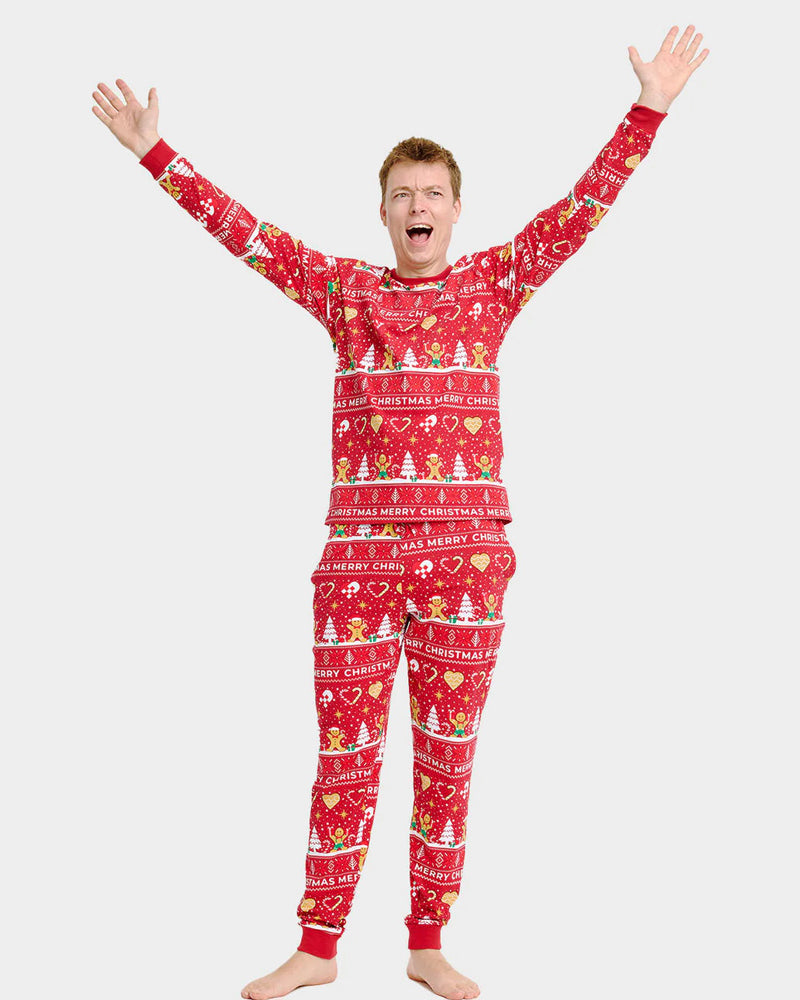 Pyjama de Noël pour Homme Rouge Biscuits de Noël Femme