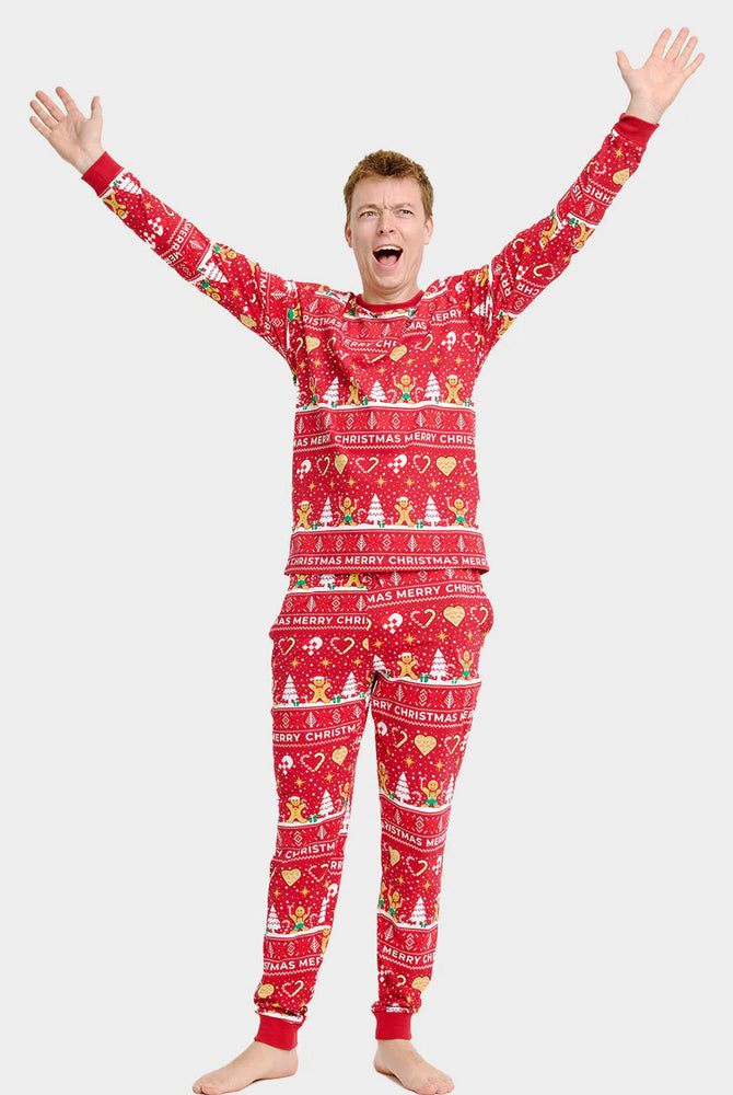 Pyjama de Noël pour Homme Rouge Biscuits de Noël Femme