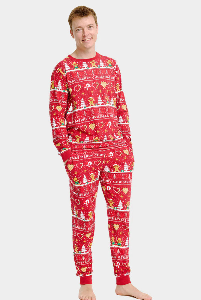 Pyjama de Noël pour Homme Rouge Biscuits de Noël