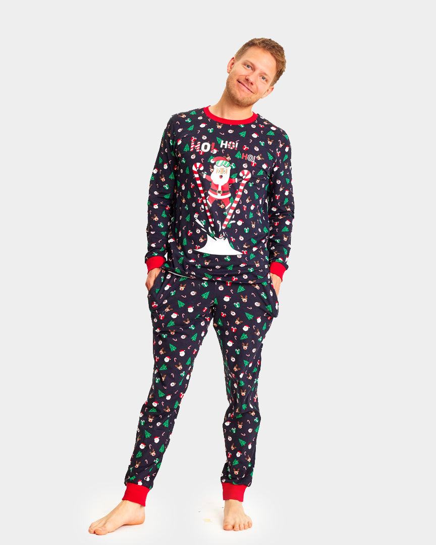 Pyjama de Noël pour Adultes Unisexe Père Noël Skieur homme