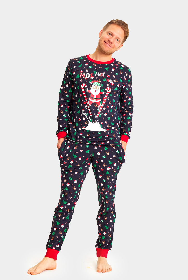 Pyjama de Noël pour Adultes Unisexe Père Noël Skieur homme