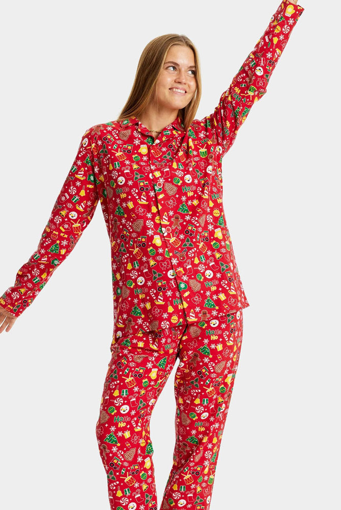 Pyjama de Noël pour femme Unisexe Rouge Motifs de Noël