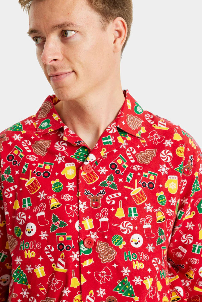 Pyjama de Noël pour Adultes Unisexe Rouge Motifs de Noël homme