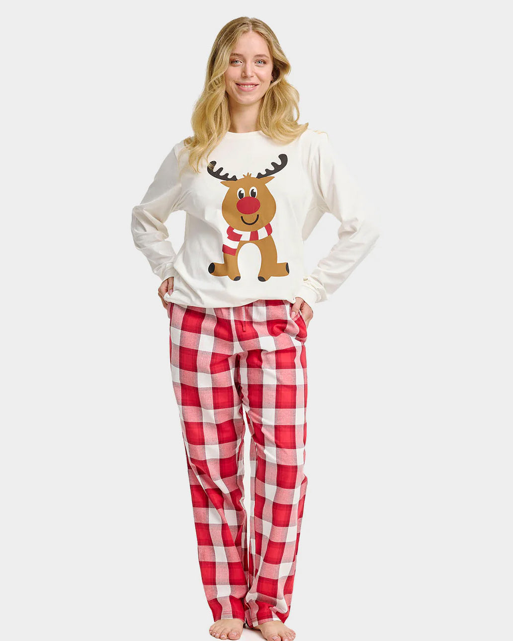 Pyjama de Noël Femme Unisexe pour Adultes Renne Mignon