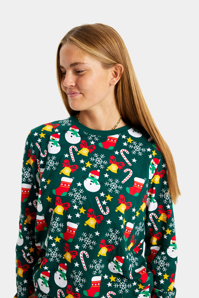 Pyjama de Noël Femme et Homme Vert Motifs de Noël