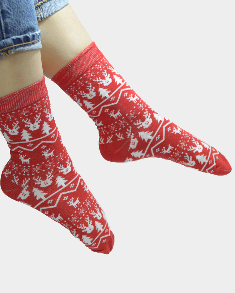 Rouge Chaussettes de Noël Unisexes Renne