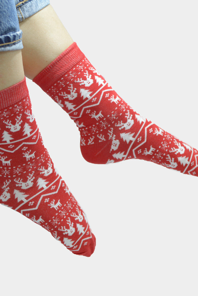 Rouge Chaussettes de Noël Unisexes Renne