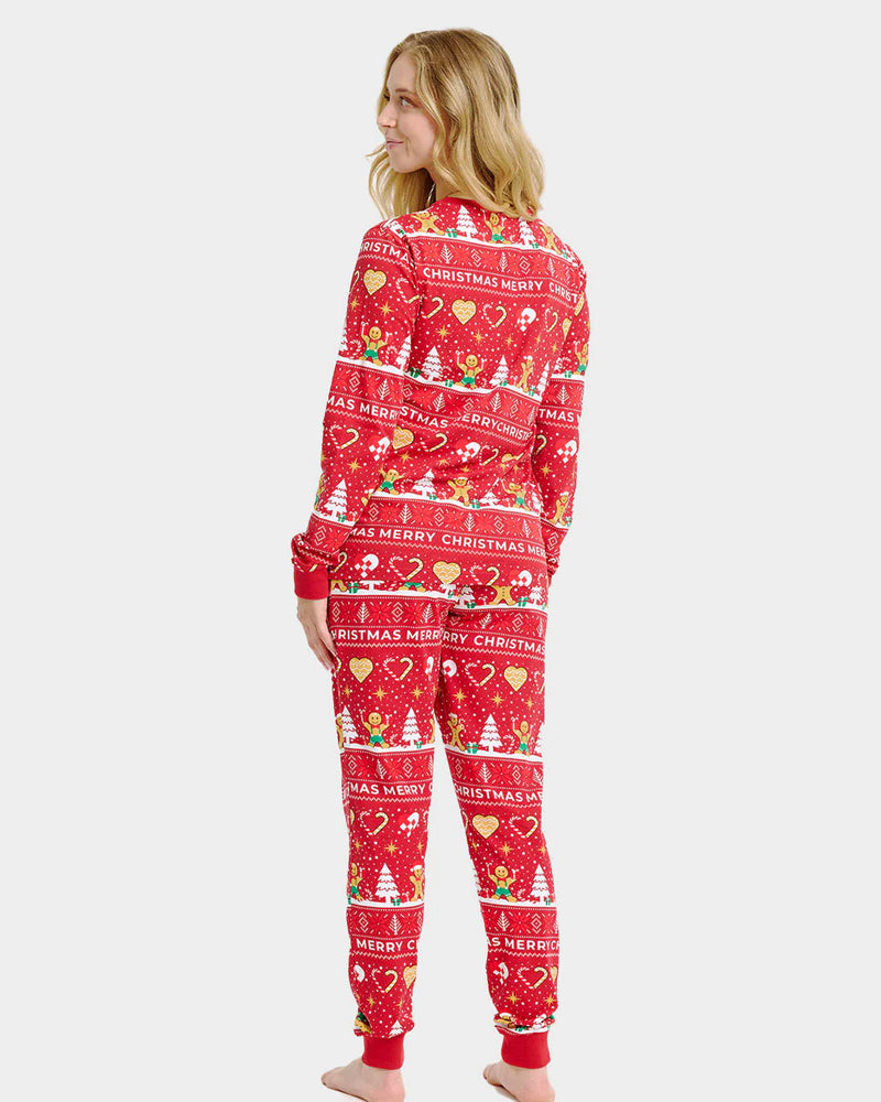 Rouge Pyjama de Noël pour Famille Biscuits de Noël