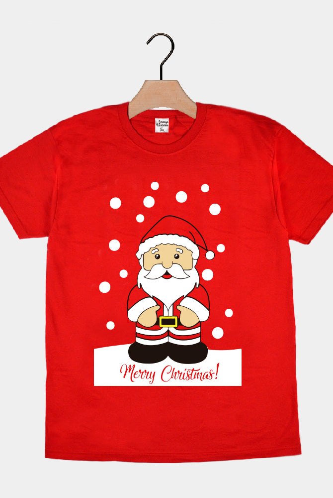 T-Shirt de Noël pour Famille Rouge avec Père Noël