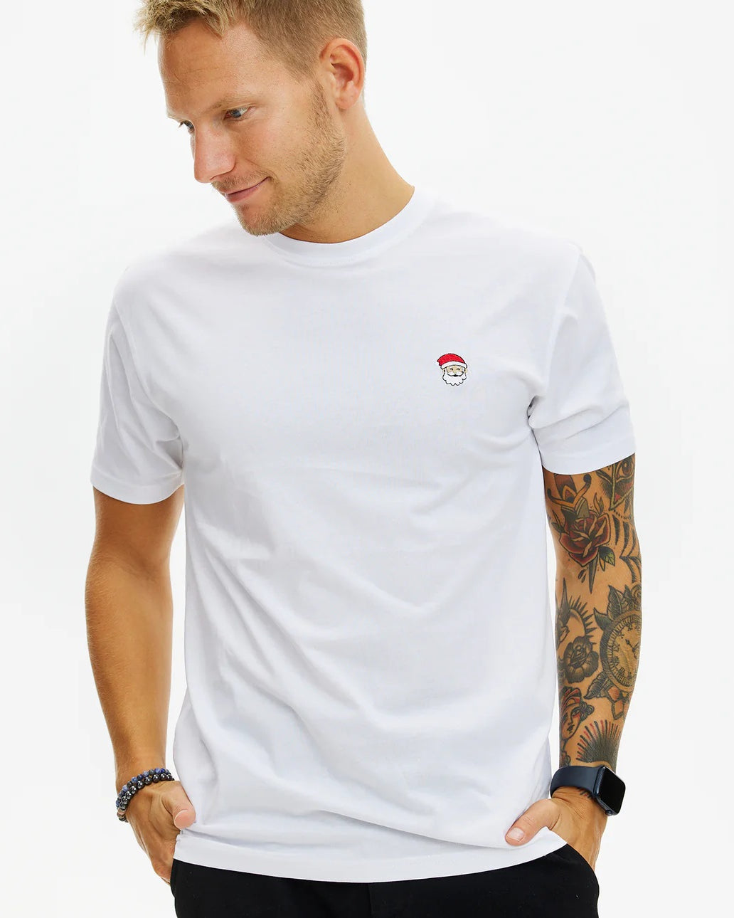 T-shirt de Noël pour Homme et Femme Blanc Père Noël