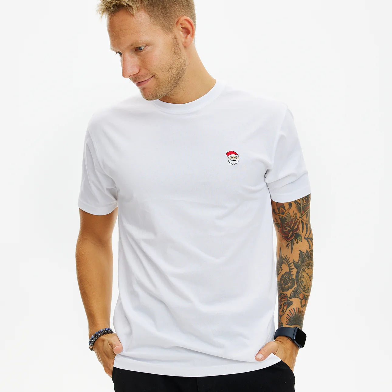 T-shirt de Noël pour Homme et Femme Blanc Père Noël