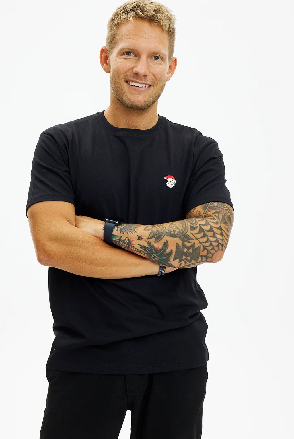 T-shirt de Noël pour Homme et Femme Noir Père Noël
