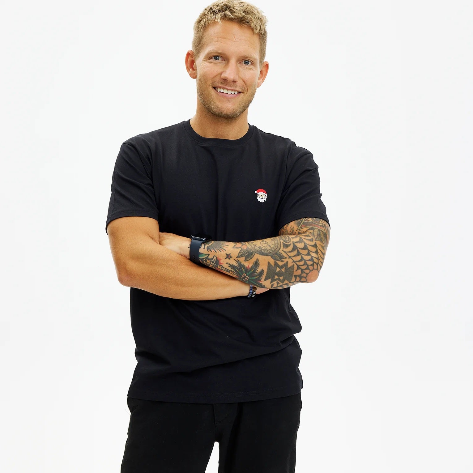 T-shirt de Noël pour Homme et Femme Noir Père Noël