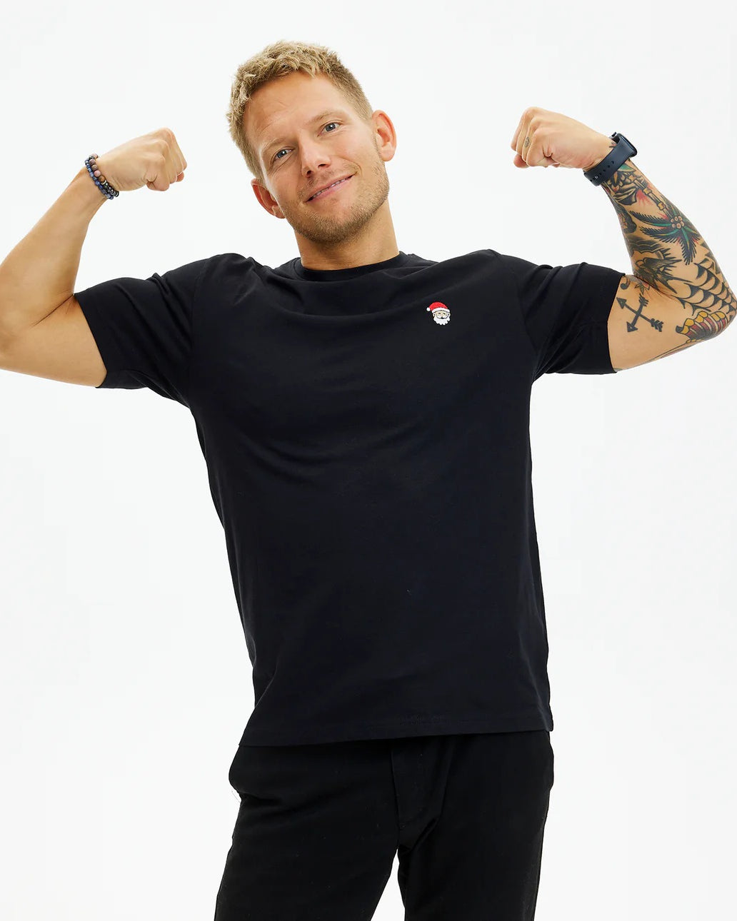 T-shirt de Noël pour Homme Noir Père Noël