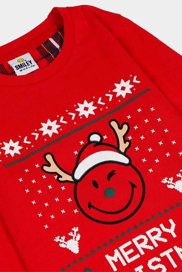 Pyjama de Noël pour Femme Rouge Smile Encolure