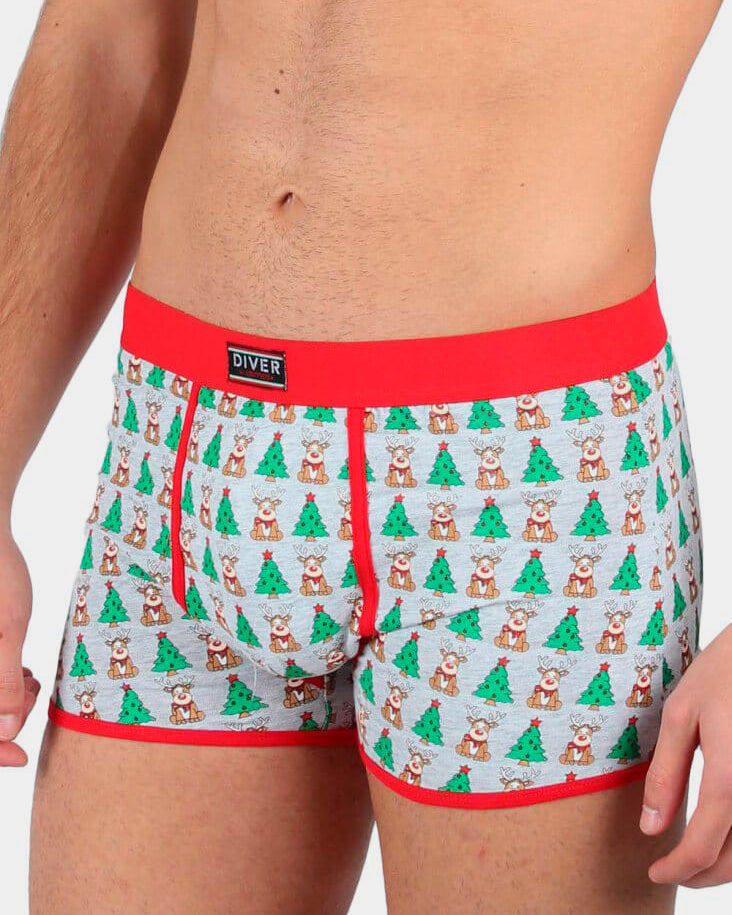 Boxer de Noël pour Homme avec Rennes et Sapins de Nöel
