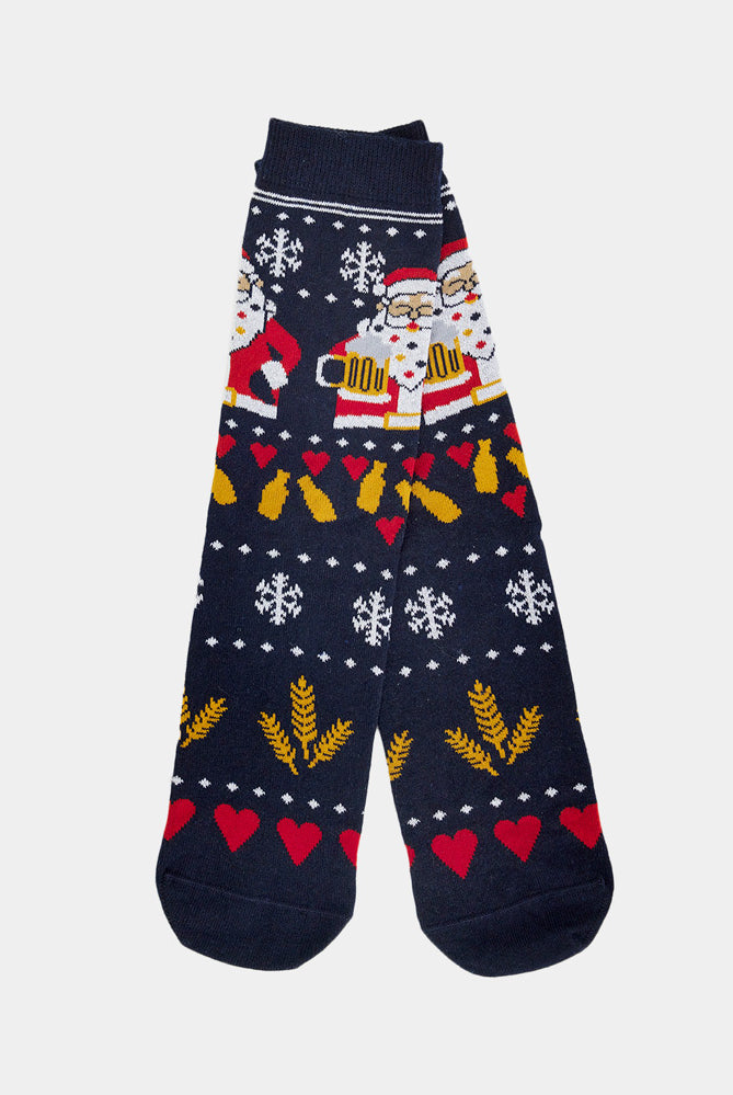 Chaussettes de Noël Unisexes Père Noël avec Bière